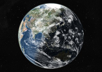 Globe Centred on Asia and Oceania, True Colour Satellite Image by Unknown